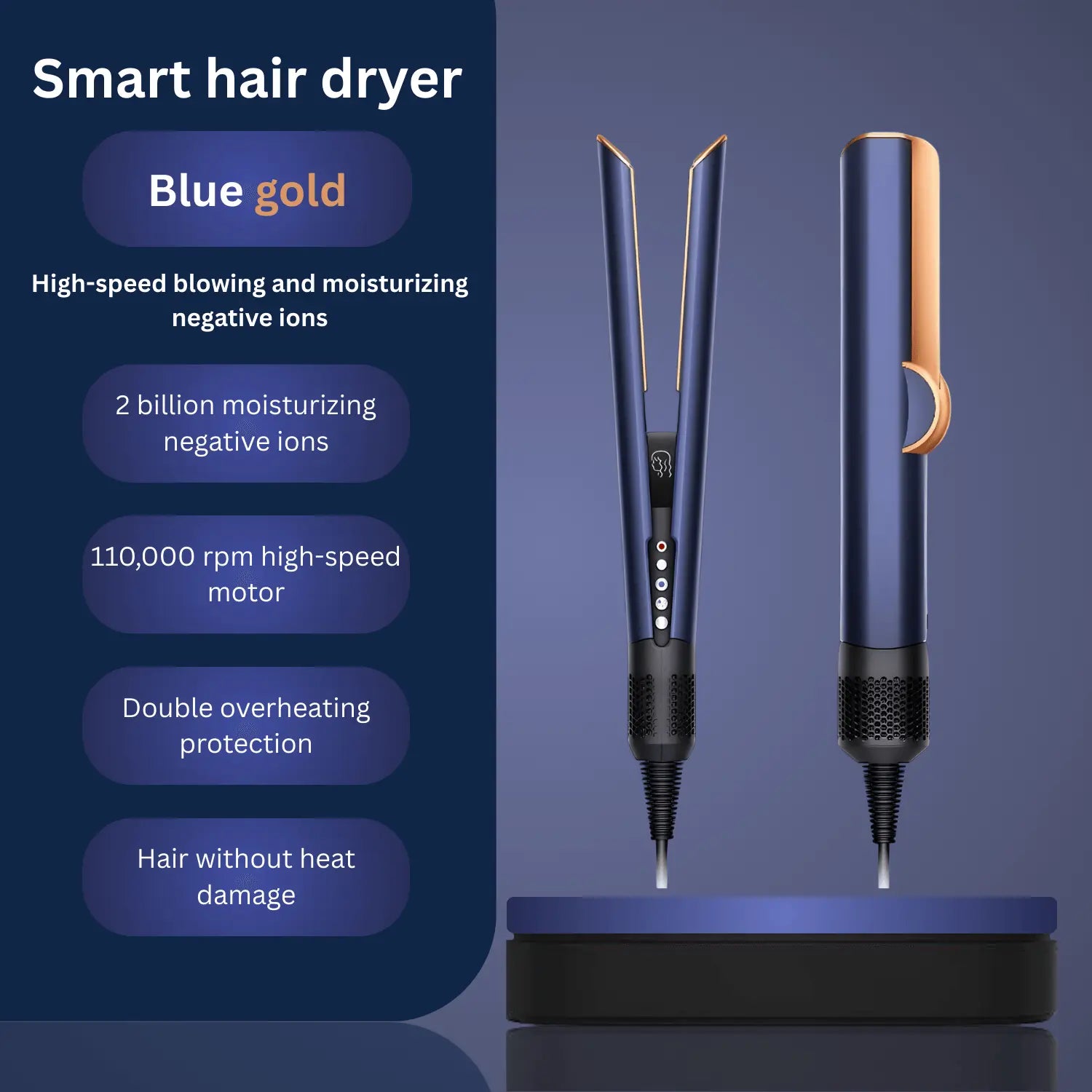 Air Straightener with temperature control and airflow settings